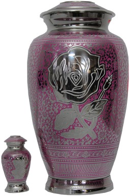 PINK SILVER ROSE - BRASS URN IS ON BACK ORDER