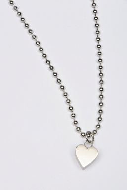 Stainless Steel Cremation Urn Heart Pendant with Ball Chain